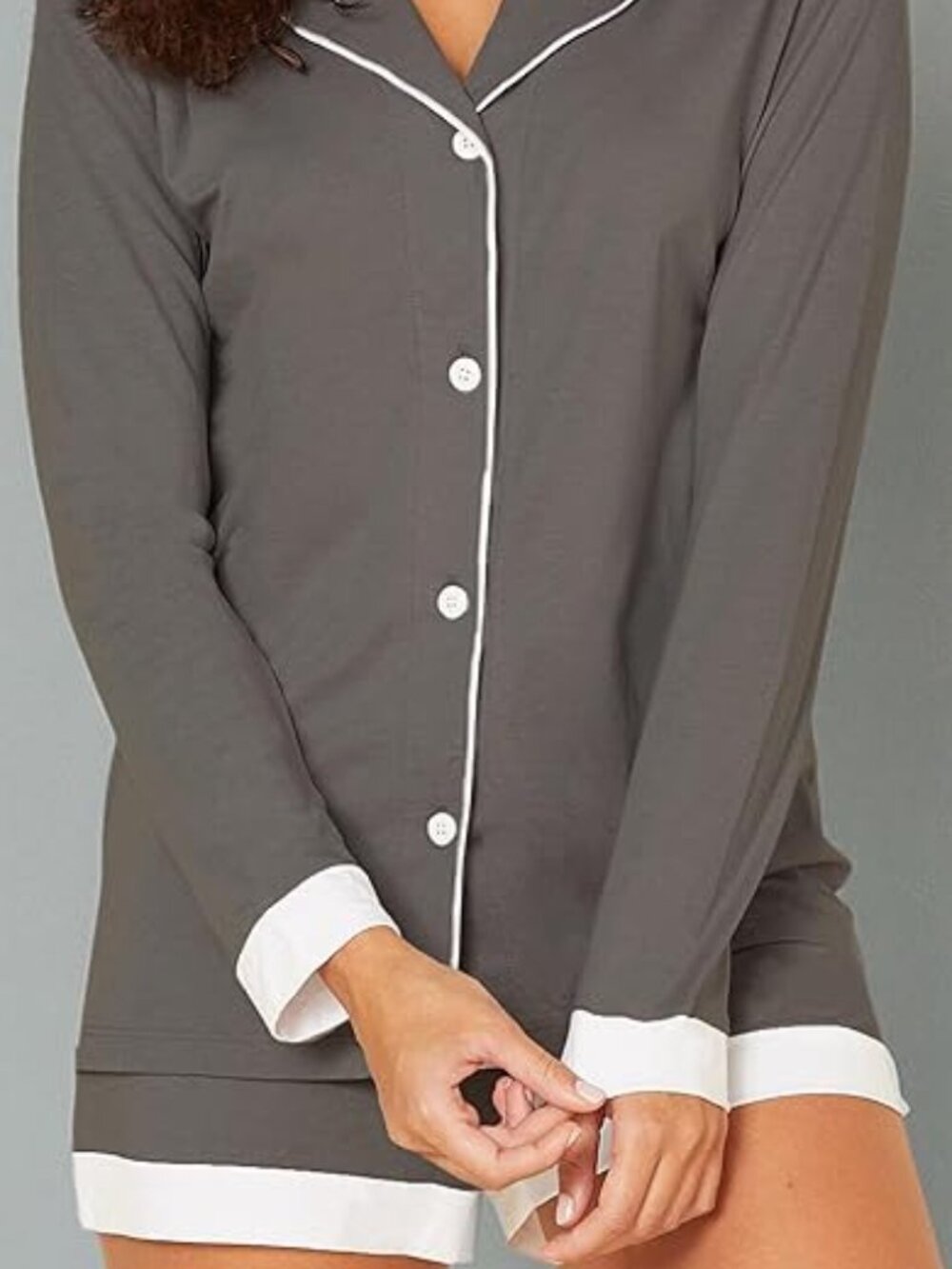 COSABELLA Bella Top and Boxer Pajama Set in Anthracite and Ivory Size 3X NWT